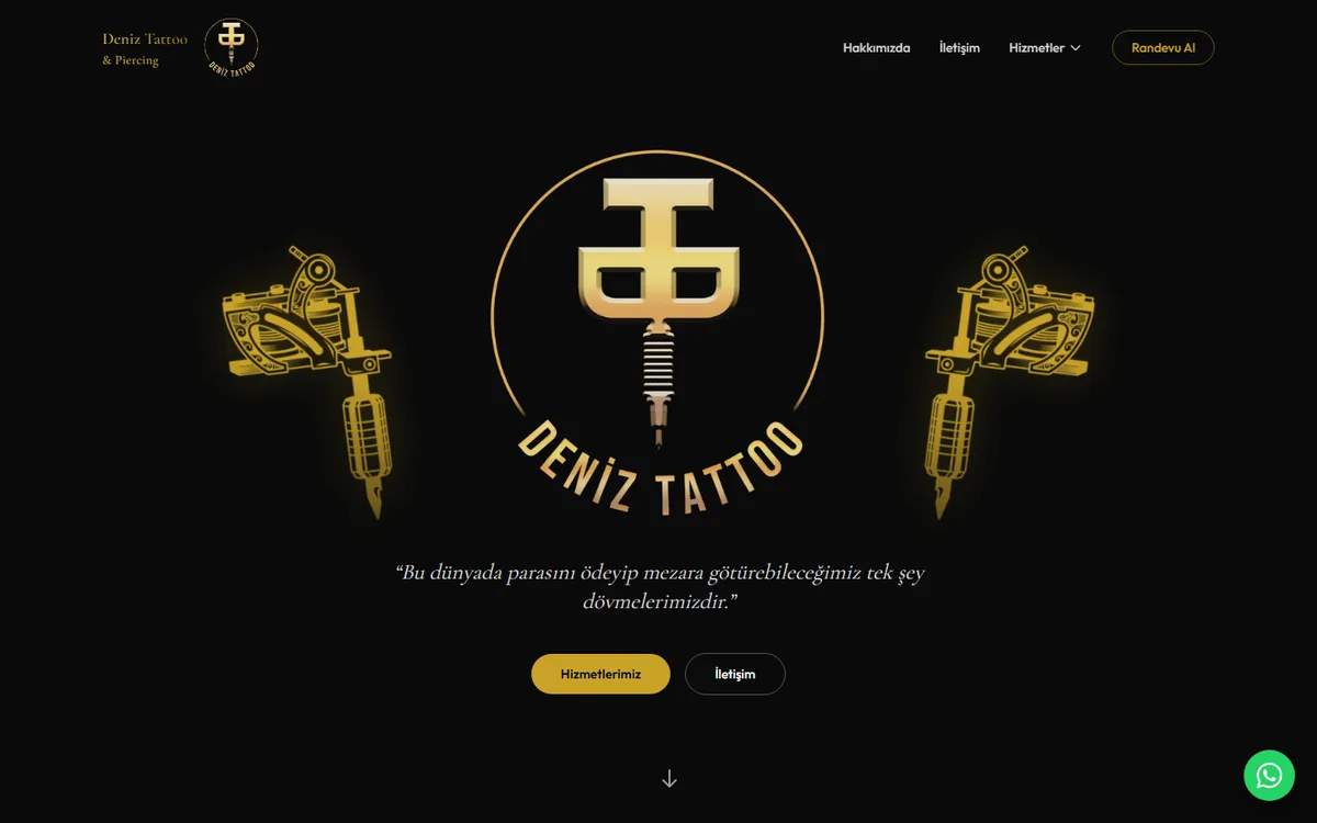 Deniz Tattoo & Piercing stüdyo web sitesi ana sayfa